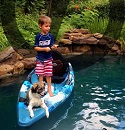 Child and Dog enjoying fishing from the Feelfree Move Sit on Top